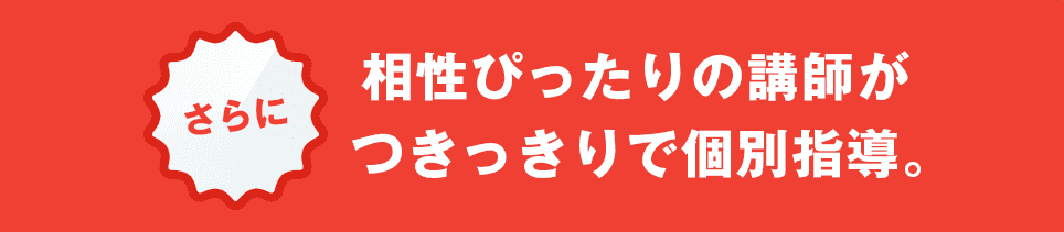 さらに相性ぴったりの講師がつきっきりで個別指導。