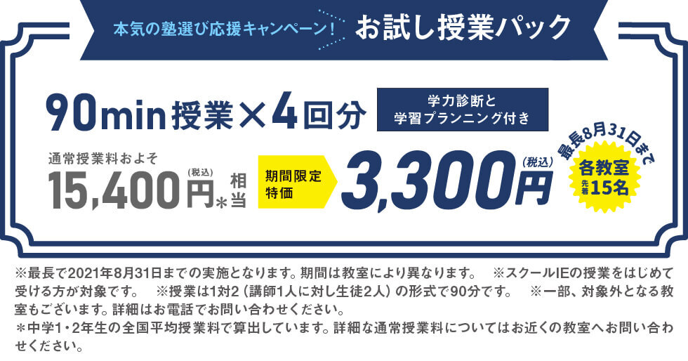 21年度夏期講習 個別指導 学習塾 やる気スイッチのスクールie